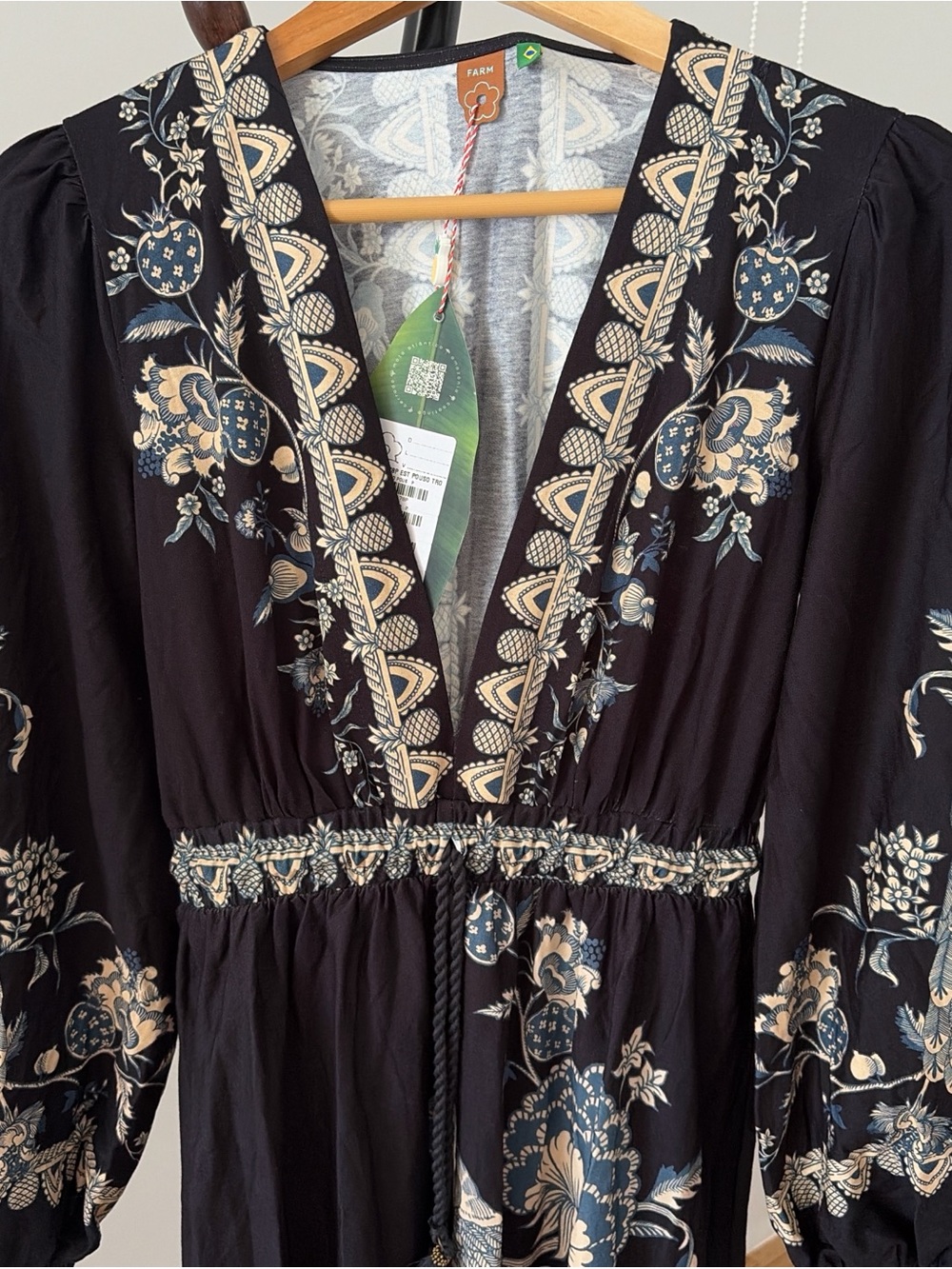 FARM Rio Boho Black Floral Embroidered Maxi Dress - Picture 3 of 7